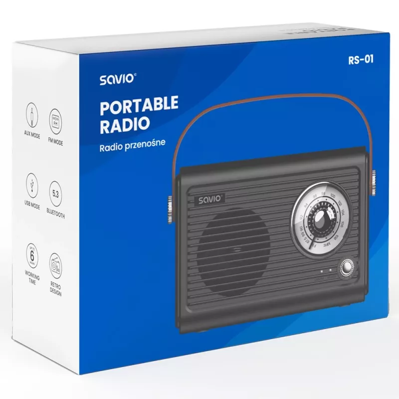 Nešiojamasis radijas Savio RS-01 Analog Juoda