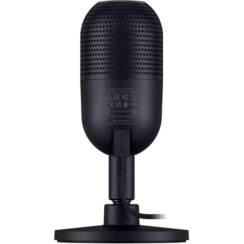 Stalinis mikrofonas Razer Seiren V3 Mini, USB-C, superkardioidinis, 20–20000 Hz, 96 kHz, 24 bitų, juodas