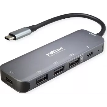 ROLINE USB 3.2 Gen 2 šakotuvas, 5 prievadų, Type-C jungties kabelis (14.02.5048)
