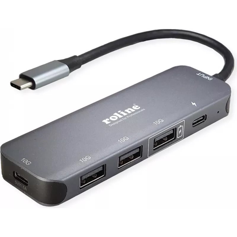 ROLINE USB 3.2 Gen 2 šakotuvas, 5 prievadų, Type-C jungties kabelis (14.02.5048)
