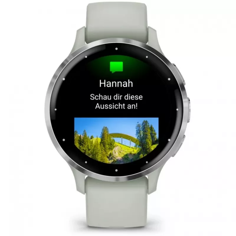 Garmin Venu 3S 3,05 cm (1,2) AMOLED 41 mm skaitmeninis 390 x 390 pikselių jutiklinis ekranas pilka, sidabrinė Wi-Fi GPS (palydovinis)