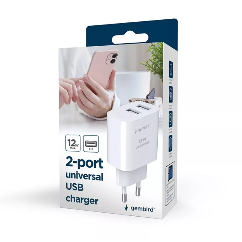 Vidinis įkroviklis Gembird TA-UC-2A12-01-BK 2A 12W USB