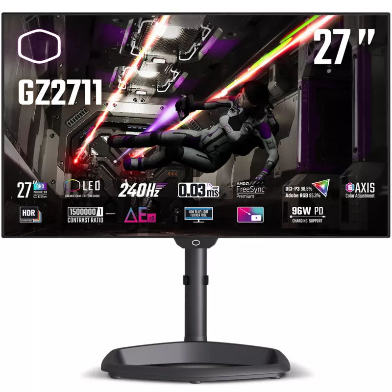 Cooler Master Tempest GZ2711, 68,6 cm (27 col.) 240 Hz, Freesync Premium, OLED - 2x DP, 2x HDMI, 1x USB-C, 2x USB-A