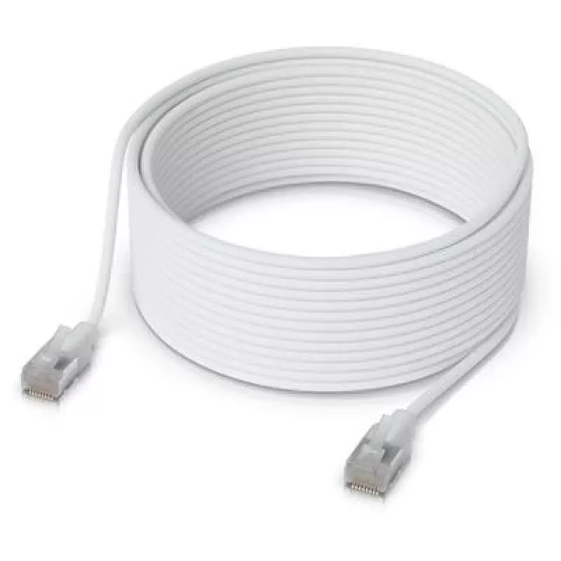 Tinklo kabelis Ubiquiti UACC-Cable-Patch-EL-C6A-15M-W RJ-45 Cat6a 15m permatomas baltas