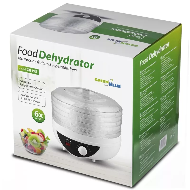 GreenBlue grybų, daržovių ir vaisių džiovintuvas, 250W galia, labai tylus, 5 sietai, GB195