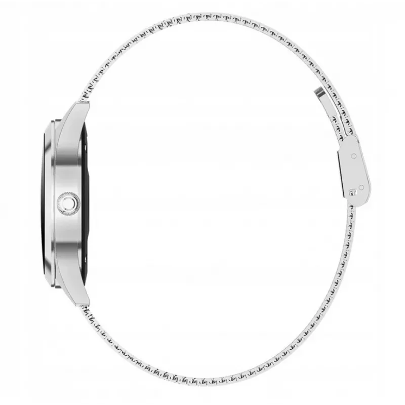 Išmanusis laikrodis ORO-MED ORO-SMART CRYSTAL Sidabrinė — apvalus metalinis korpusas, LCD 240×198, 1,04 colio ekranas, Bluetooth 4.0, atsparus vandeniui, 120 mAh baterija