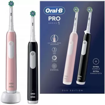 Elektrinis dantų šepetėlis Oral-B Pro 1 Duo — Juoda/Rožinė, 2 valymo režimai