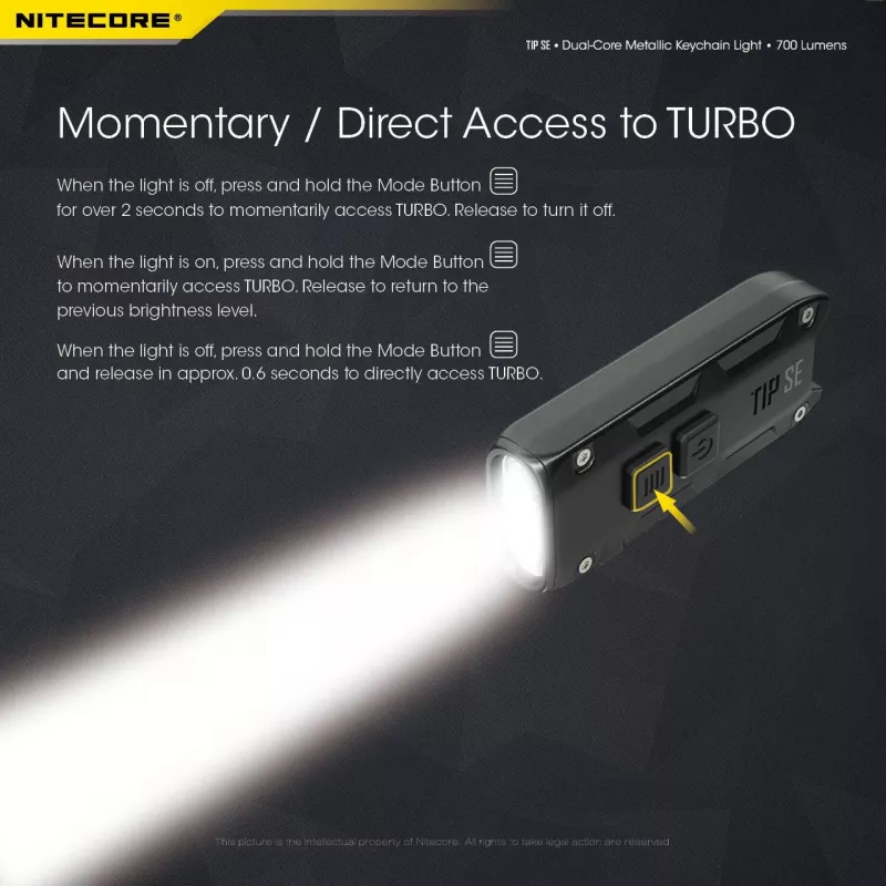 Nitecore TIP SE juodas rankinis LED žibintuvėlis