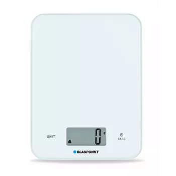 Virtuvinės svarstyklės BLAUPUNKT FKS401 — baltos, maks. 10 kg, 1 g tikslumas, jutiklinis valdymas
