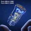 Automobilinis pakrovėjas usams CC164CC01 30W su 1×USB-A ir 1×USB-C greitam įkrovimui