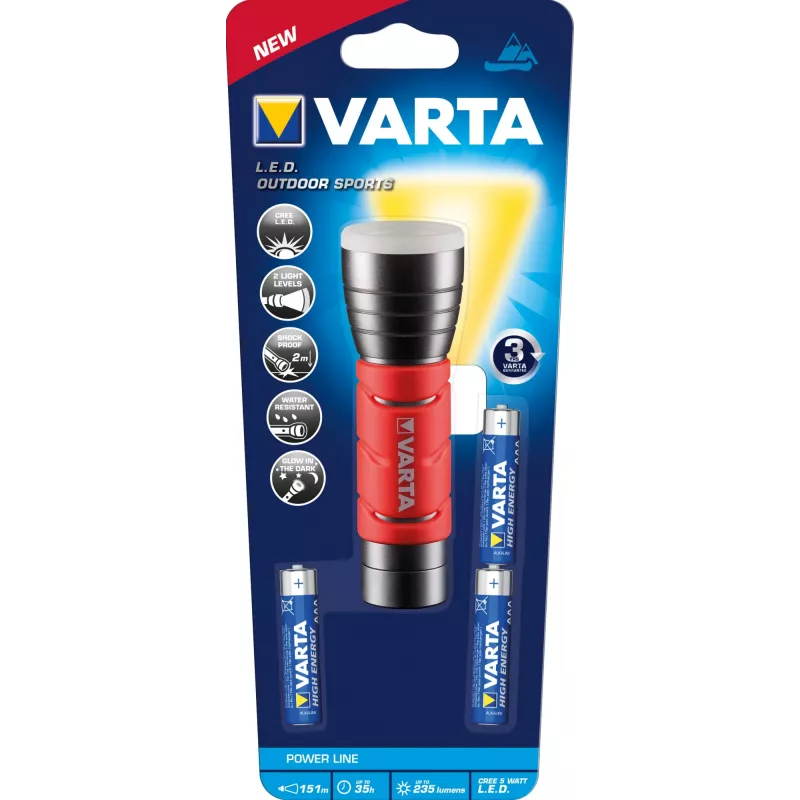 Varta 17627101421 - rankinis žibintuvėlis - juoda - raudona - aliuminis - IPX4 - LED - 1 lemputė