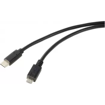 Renkforce USB laidas USB 2.0 USB-C® kištukas, USB-Micro-B kištukas 1,00 m juodas apvalus RF-5719754 (RF-5719754)
