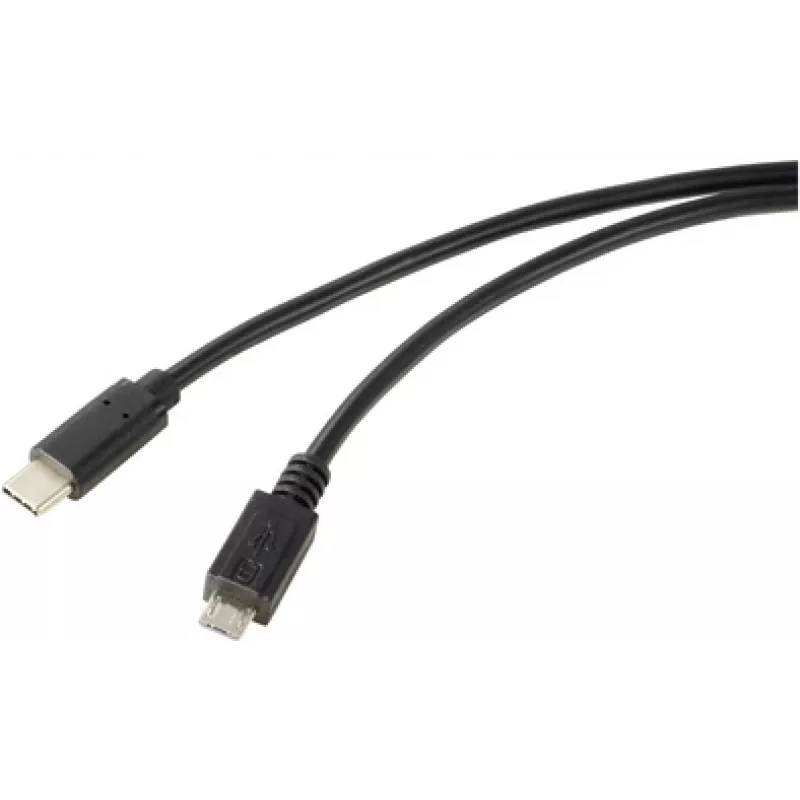 Renkforce USB laidas USB 2.0 USB-C® kištukas, USB-Micro-B kištukas 1,00 m juodas apvalus RF-5719754 (RF-5719754)