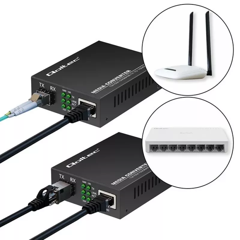 Medijos keitiklis SWITCH Ethernet 1x RJ45 1x SFP