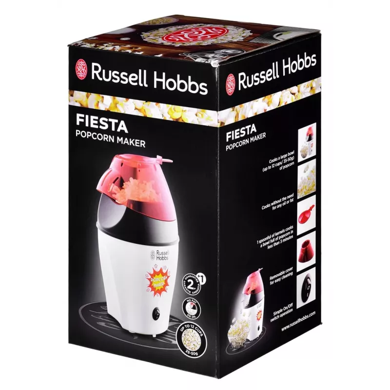 Russell Hobbs Fiesta kukurūzų spragėsių aparatas juoda, raudona, balta 1200 W