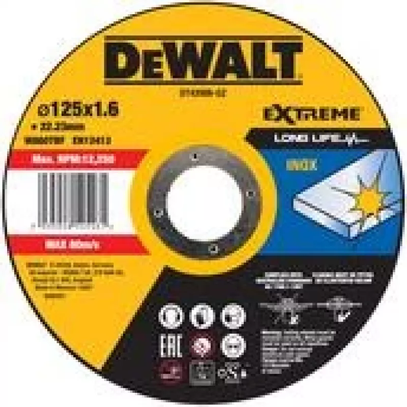 Dewalt Dewa pjovimo diskas DT43906-QZ nerūdijantis plienas | Plokščias 125x1,6mm (DT43906-QZ)