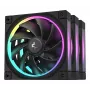 120 mm PC ventiliatorius DeepCool FL12 3-in-1 Juoda, 120×25 mm, 2150 RPM, Fluid Dynamic Bearing, PWM, 55 CFM, 32 dB, 3 vnt. pakuotė