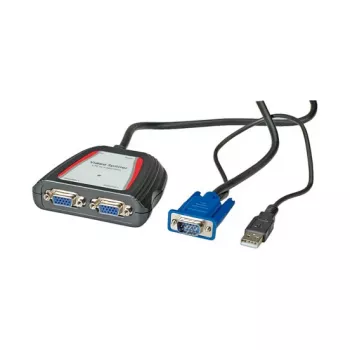 Nešiojamasis VGA vaizdo skirstytuvas, 2x, 250 MHz, VGA, 2x VGA, pilkas, 250 MHz, 0,65 m, 1920 x 1440