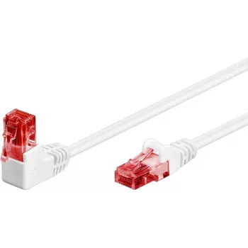 Goobay CAT 6 komutacinis kabelis 1x 90° kampu, U/UTP, baltas, 3 m - užrakto skirtukas viršuje, CCA vario mišinys (51524)