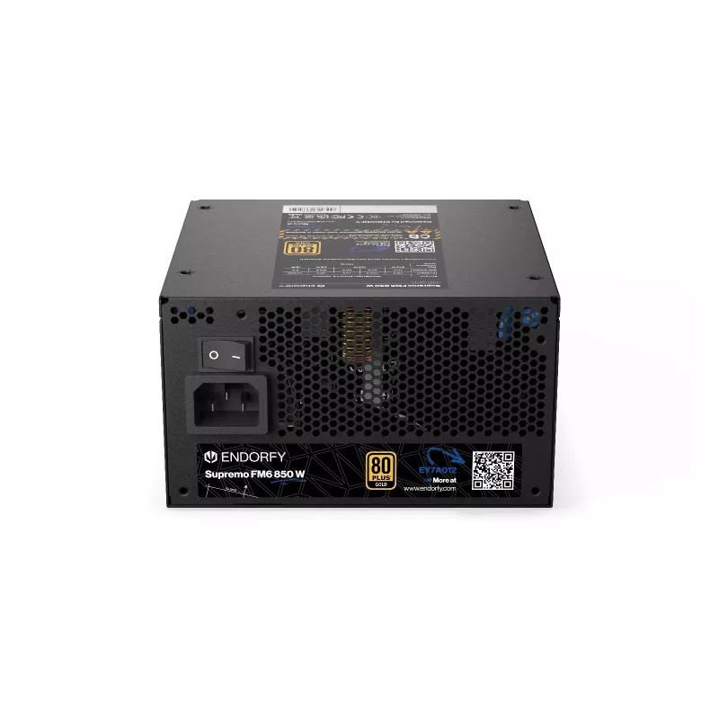 Maitinimo blokas ENDORFY Supremo FM6 850 W, 24 kontaktų ATX, visiškai modulinis, 80 PLUS Gold, 120 mm ventiliatorius, juodas