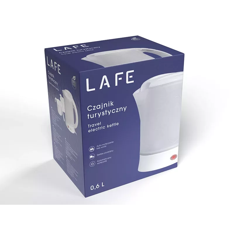 Elektrinis virdulys LAFE LAFCZA45865, nerūdijantis plienas, 0,6 L, 600 W, šviesiai pilkas, atverčiamas užrakinamas dangtis