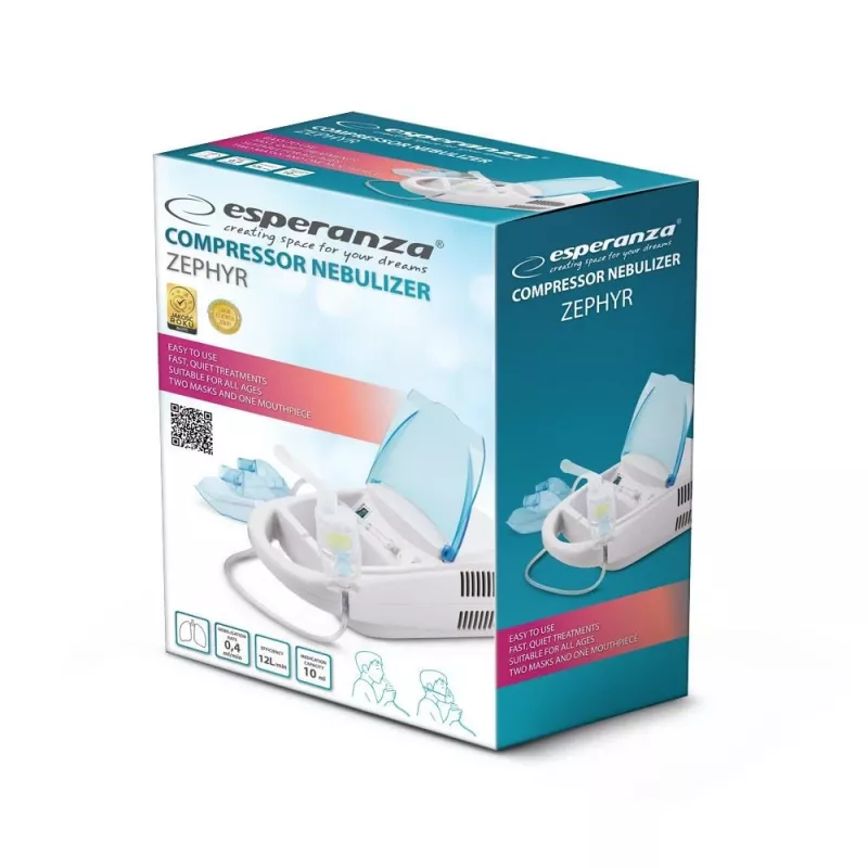 Stalinis tinklinis purkštuvas ESPERANZA ECN002 — 0,4 ml/min purškimo greitis, 10 ml talpa, suaugusiųjų ir vaikų kaukės, kandiklis, 220 V