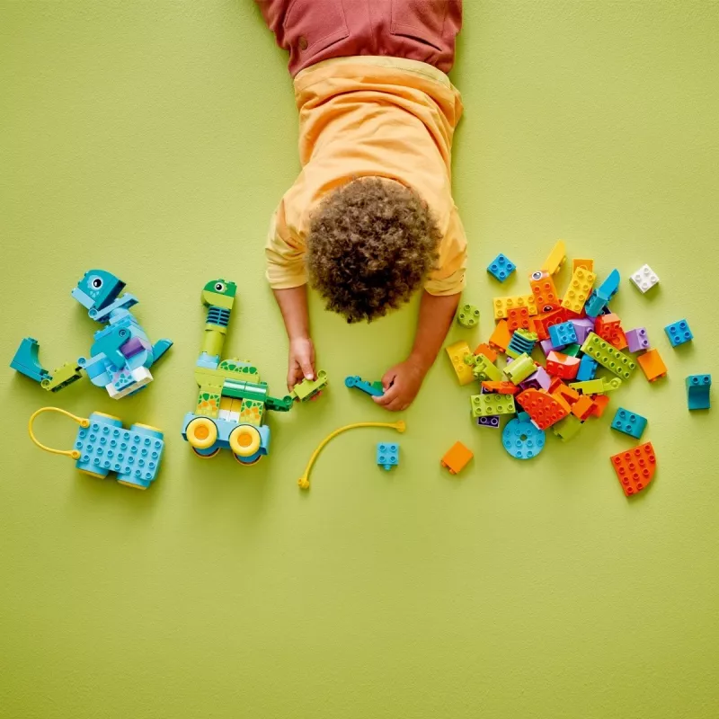 Konstrukcinis žaislas LEGO DUPLO 10451 Dinozaurai ant ratų, „3 viename“ rinkinys, 108 dalys, amžius 3+, aukštis 220 mm