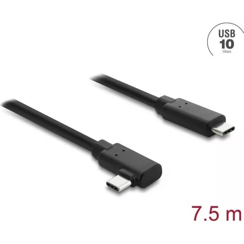 DELOCK aktyvus optinis USB Type-C laidas 10 Gbps, kampinė jungtis–jungtis, 7,5 m