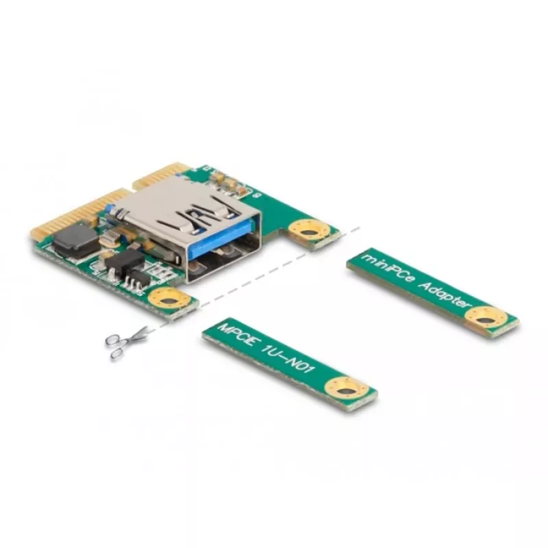 DeLOCK Mini PCIe I/O 1 x USB 2.0 Type-A lizdas pilno dydžio pusės dydžio