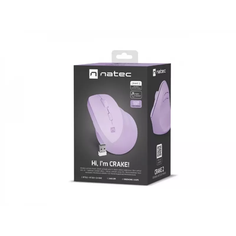 NATEC Crake 2 pelė universali dešiniarankiams RF belaidė + Bluetooth optinė 2400 DPI