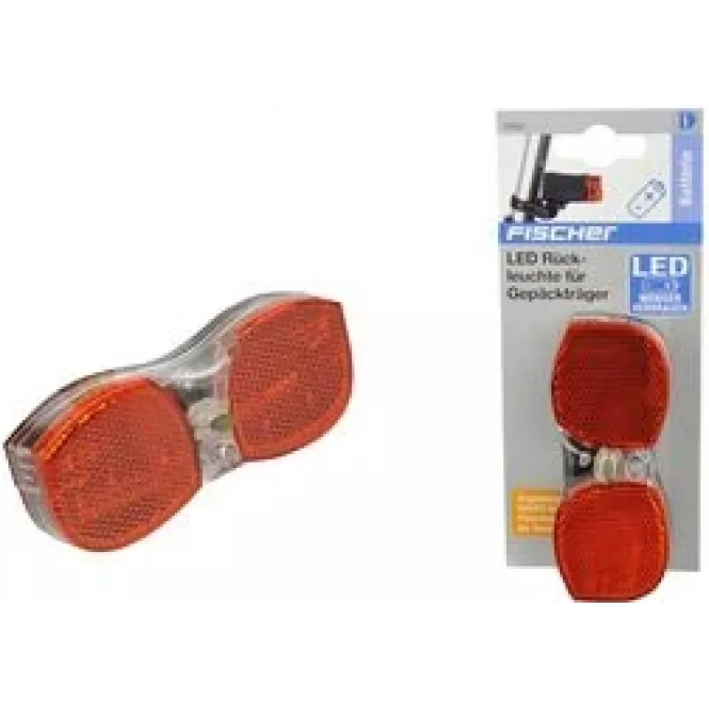 Galinis LED dviračio žibintas FISCHER 85362 — 3 LED, baterijos indikatorius, maitinamas baterijomis