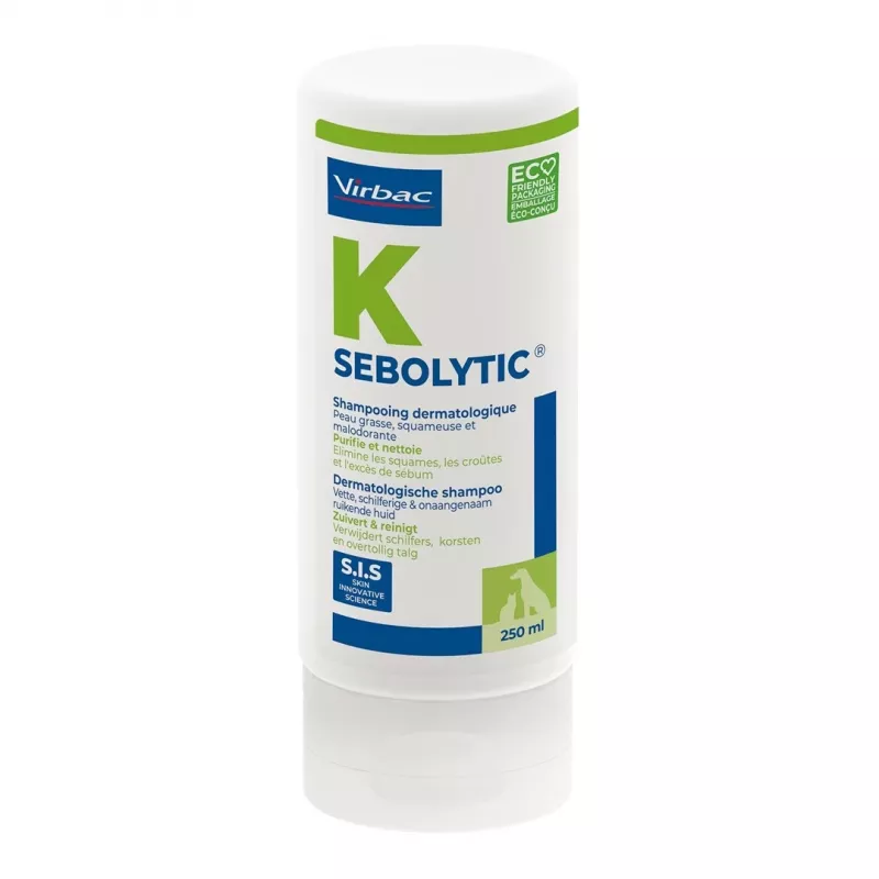 Šampūnas VIRBAC SEBOLYTIC SIS 250 ml — veterinarinis seborėjos gydymas