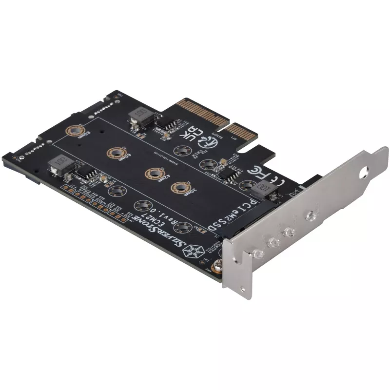 Silverstone SST-ECM27 M.2/SATA adapterio kortelė, PCIe 4.0, 1x M-Key, 2x SATA 6G - žemo profilio