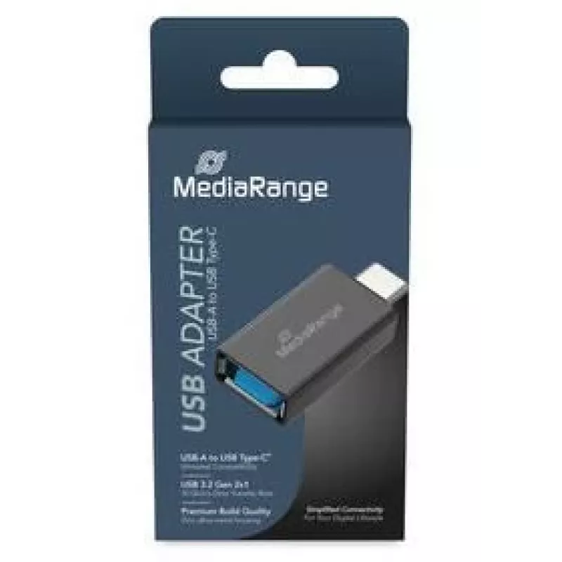 Kabelio adapteris MediaRange MRCS216 — USB Type-A į USB Type-C, juodas