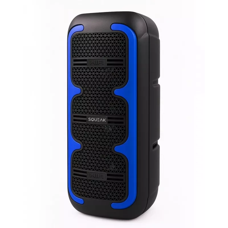 Nešiojamas stereofoninis garsiakalbis SQUEAK SQ1009 — Bluetooth 5.3, 45 W RMS, 10 val. baterija, FM, USB, AUX, LED, 1800 mAh, juodas