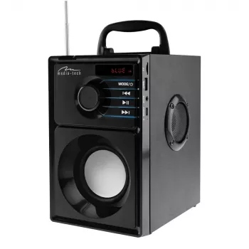 Belaidis garsiakalbis MEDIA-TECH MT3179, 20 W (RMS 15 W), Bluetooth 5.1, FM, MicroSD, USB, AUX, ličio jonų, 6 val., medinis korpusas