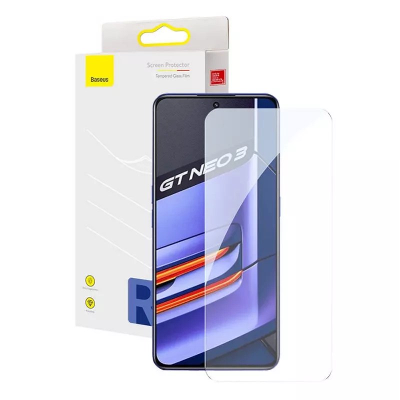 Grūdinto stiklo ekrano apsauga Baseus, skirta realme GT Neo3, 0,33 mm, 9H kietumas