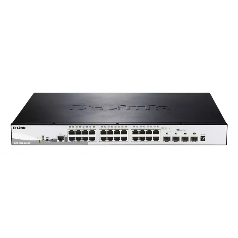 D-Link DGS-1510-28XMP valdomas L2/L3 Gigabit Ethernet (10/100/1000) Power over Ethernet (PoE) juodas, pilkas