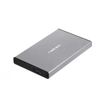 Išorinio HDD/SSD korpusas NATEC Rhino GO — 2,5 colio SATA, 9,5 mm, USB 3.0, aliuminis, pilkas, iki 4 TB