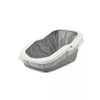 Atviras kačių tualetas Savic Aseo pilkai baltas 560×390×275 mm katėms, plastikinis, 2 kg