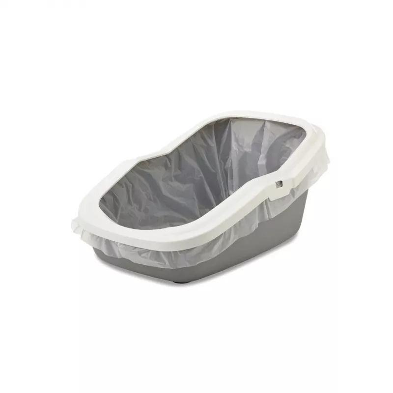 Atviras kačių tualetas Savic Aseo pilkai baltas 560×390×275 mm katėms, plastikinis, 2 kg