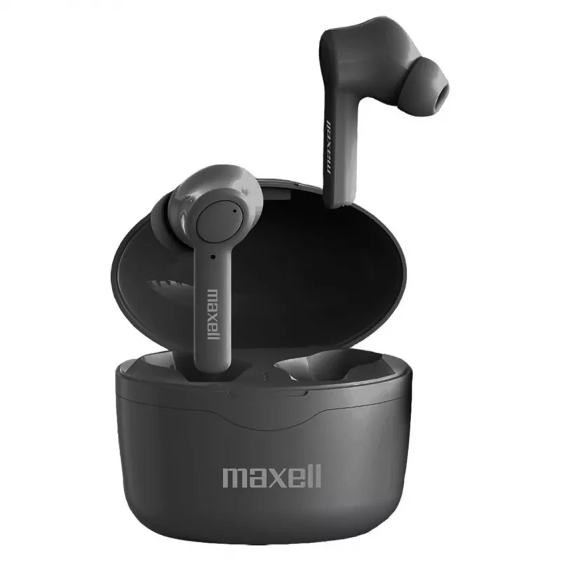 Maxell Bass 13 Sync Up belaidės „Bluetooth“ į ausis įstatomos ausinės su įkrovimo dėklu, juodos