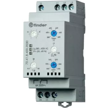 Finder tinklo stebėjimo relė 70.41.8.400.2030 70.41.8.400.2030 3 fazių tinklo stebėjimas (380–415 V kintamoji srovė), N laidininko stebėjimas (70.41.8.400.2030)