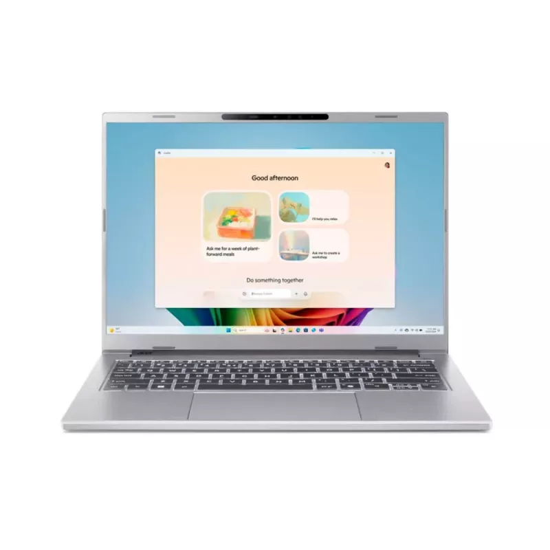 Nešiojamas kompiuteris Acer Aspire 14 AI A14-53M-75DW — 14 colių WUXGA, Intel Core Ultra 7 258V, 32 GB LPDDR5x, 1 TB SSD, Intel Arc 140V, Windows 11 Home, sidabrinis