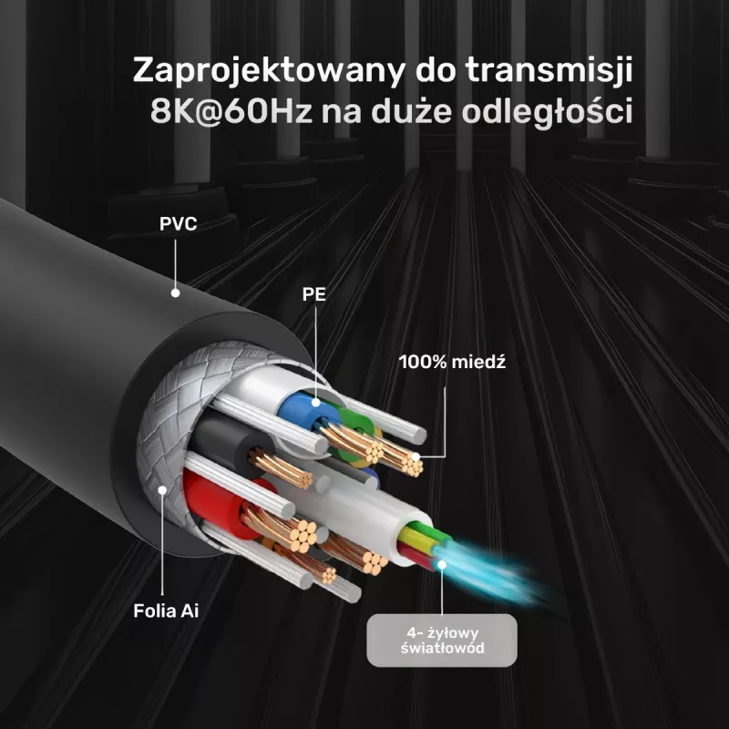 HDMI kabelis UNITEK C11085GY01-10M 10m 2.1 48 Gbit/s Juodas
