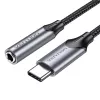 Audio adapteris Vention BGMHF USB-C į 3,5 mm lizdą, 1 m laidas, pilkas