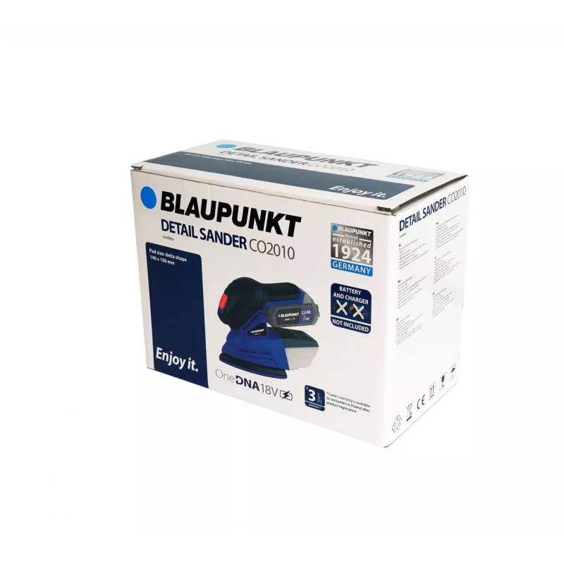 Detalusis šlifuoklis BLAUPUNKT CO2010 18V belaidis, rankinis, skirtas šlifuoti mažus paviršius