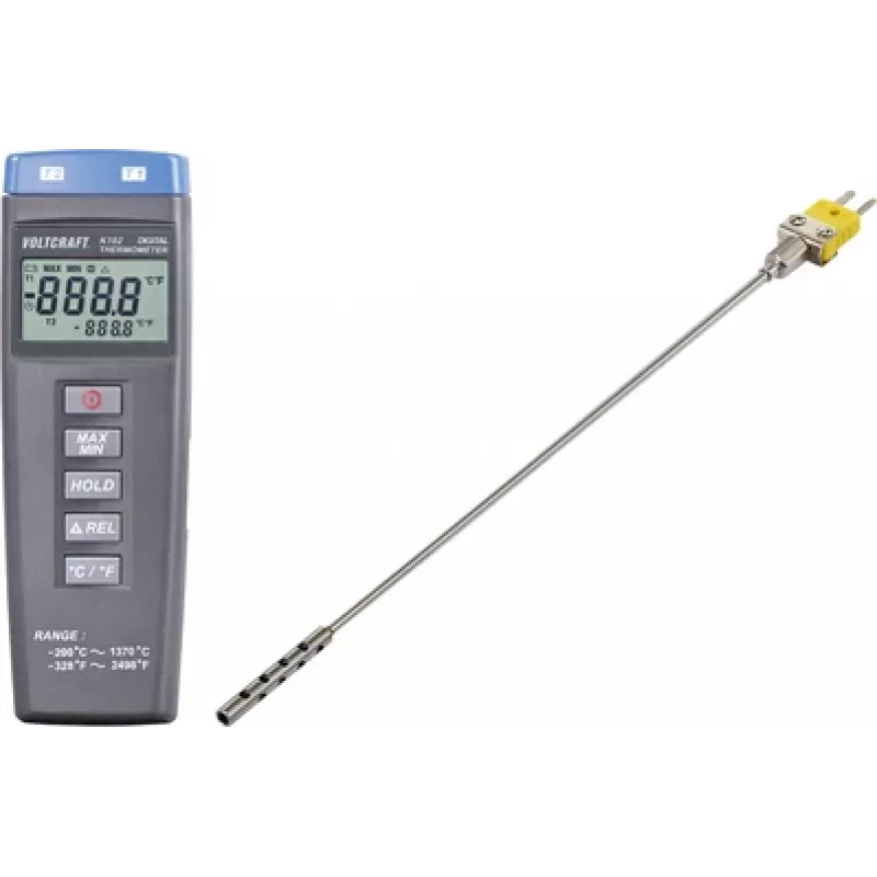 VOLTCRAFT K102 + TP 201 temperatūros matavimo prietaisas nuo -200 iki +1370 °C zondas K tipas