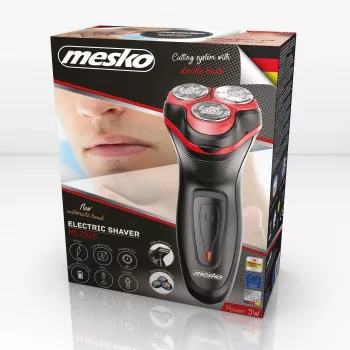 Mesko MS 2926 vyriškas skustuvas su sukamuoju peiliuku ir trimeriu, juodas/raudonas