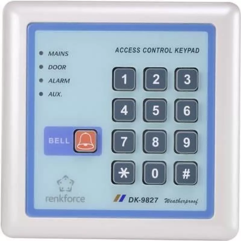 Elektroninė kodų užraktas Renkforce 1582598 12V IP65 su apšviesta klaviatūra, atsparus oro sąlygoms prieigos valdymas